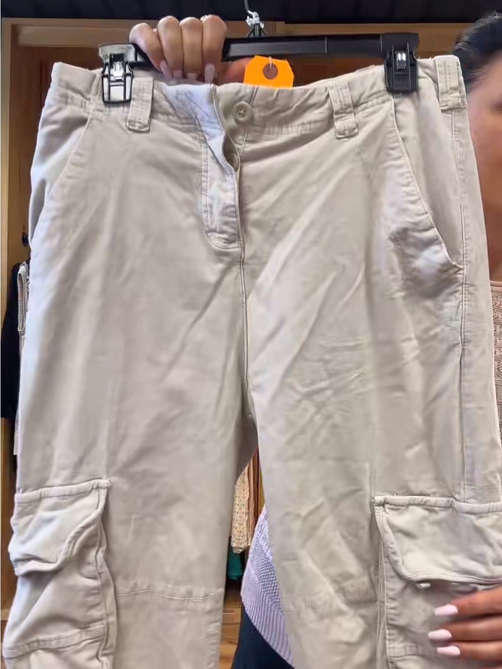 Free People Light Beige Cargo Shorts with Utility Pockets